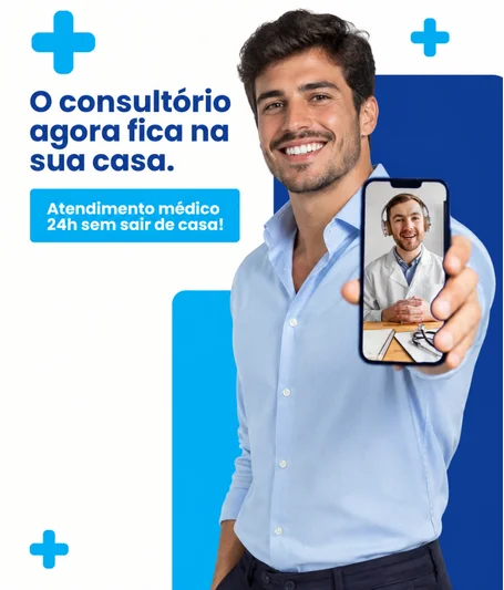 Paciente mostrando no celular a videochamada com o médico